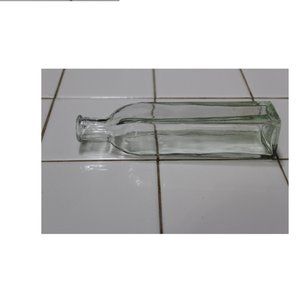 Vintage 1980`s Clear Glass Square mini Bottle No Lid
